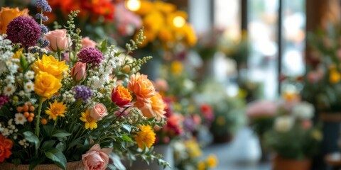 Vibrant bouquet showcasing assorted roses, dahlias, and other fresh blooms, emphasizing the beauty and elegance of floral arrangements for celebrations and decor