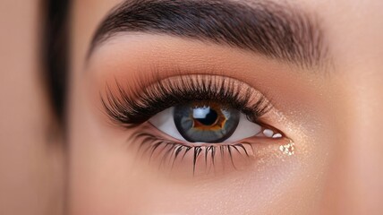 Obraz premium A woman with long eyelashes and brown eyes
