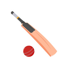 Cricket, Batt Ball, Fitness Flat Vector Illustration Isolated