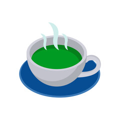 Green Tea, Fitness Flat Vector Illustration Isolated