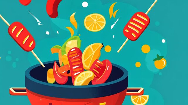 Fresh Vegetable Salad Icon with Red Green Peppers Tomato and Cucumber for Healthy Vegetarian Meals
