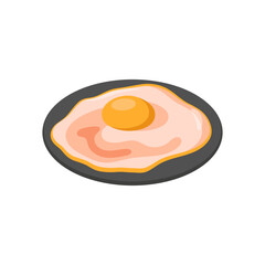 Fried Egg, Fitness Flat Vector Illustration Isolated