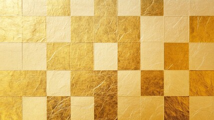 Fototapeta premium Luxurious gold textured tiles in a captivating pattern, creating a warm and opulent aesthetic.