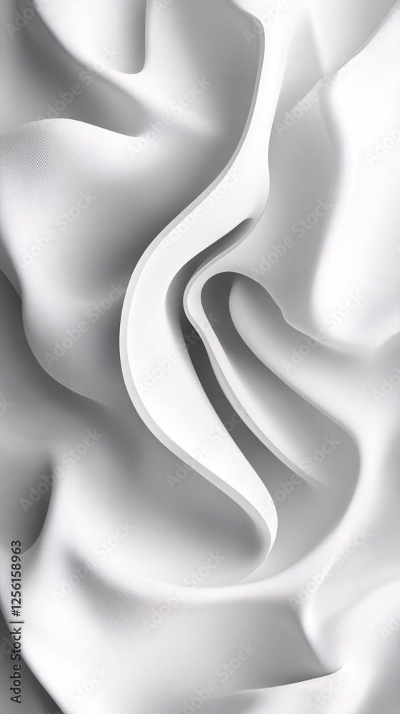 Wall mural abstract white fabric waves, creating a smooth and elegant flow.