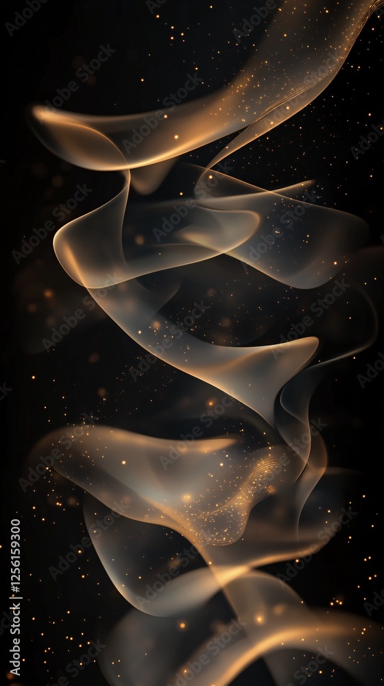 Wall mural an ethereal swirl of golden smoke against a dark backdrop, creating a mystical atmosphere with float