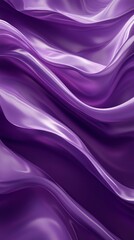 A stunning display of deep purple satin fabric gracefully flowing in waves, creating a rich and luxurious visual texture.