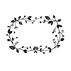 Black-and-white, minimalist stylized botanical border, perfect for a decorative design or illustration.
