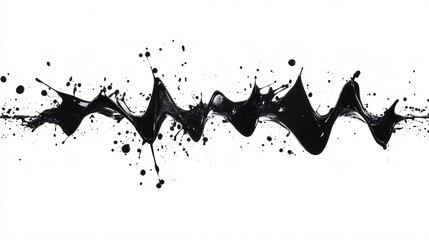 Dynamic black paint splash creating an energetic, abstract form on a white background.