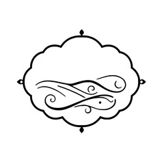 Elegant Border Frame with Abstract Swirls and Curlicues in Black and White