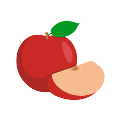 Apple Fruit, Summer Flat Vector Illustration. Isolated