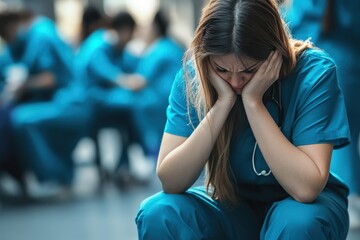 Exhausted doctor feeling stressed and suffering burnout during pandemic