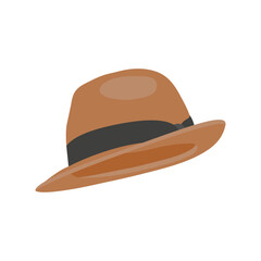 Fedora Hat, Summer Flat Vector Illustration. Isolated