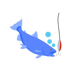 Fishing, Summer Flat Vector Illustration. Isolated