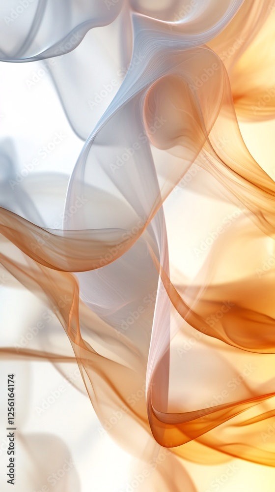 Wall mural abstract swirling smoke textures in warm tones of orange and gray, creating a dynamic and fluid comp