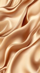 Fototapeta premium Close-up of elegant golden silk fabric with gentle waves and creases, creating a luxurious and smooth appearance.