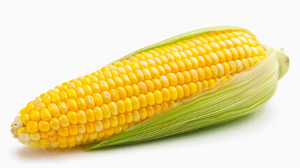 Corn on an isolated white background, object focused, png, stock image, hd quality, 
