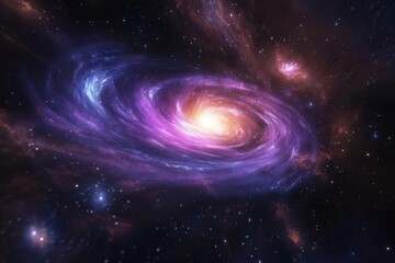 Obraz premium ethereal nebula swirling with vibrant purples and teals, distant galaxies glowing like jewels, dramatic stellar formations in deep space