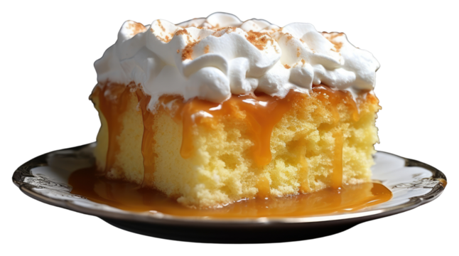 PNG Tres leche cake dessert cream plate.