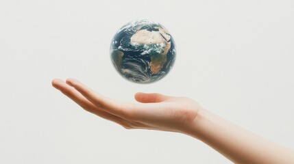 A hand reaching out to touch a floating digital globe, symbolizing the accessibility of global information through the internet.