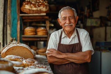 Traditional Bakery with Senior Mexican Man