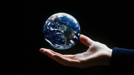 A hand reaching out to touch a floating digital globe, symbolizing the accessibility of global information through the internet.