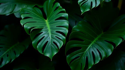 Fototapeta premium Close-Up of Monstera Plant Leaves