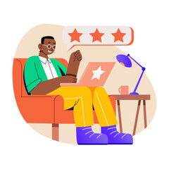 A character giving feedback, flat style illustration 