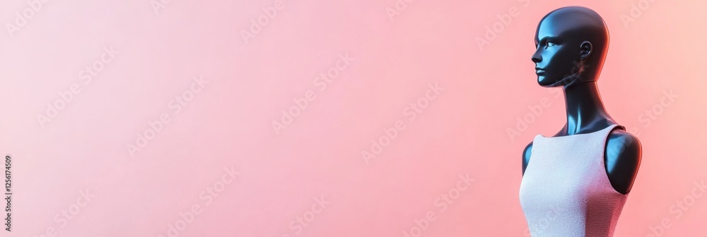 Poster Stylish mannequin displaying modern outfit against a pastel background with clean lighting and a blank area for text. Generative AI