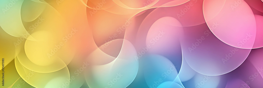 Poster overlapping transparent shapes create depth with bright gradients for a modern banner design