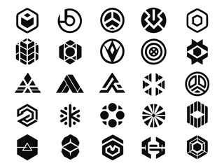 Modern Geometric Logo Collection Monochrome Designs for Branding