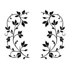 Symmetrical illustration of leafy vines with a minimalist design. © MatandSterre