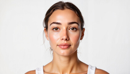 Naklejka premium Non-binary person showcasing natural beauty against white backdrop, self-expression