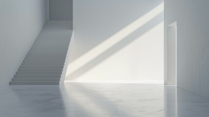 Obraz premium Bright Minimalist Interior with Stairs and Sunlight
