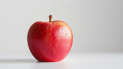 A single red apple on an isolated white background, object focused, png, stock image, hd quality