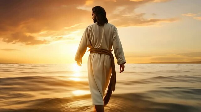 Miracle of Jesus Christ walking on water.