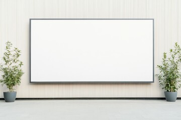 Blank Advertising Billboard Surrounded by Green Plants Outdoors