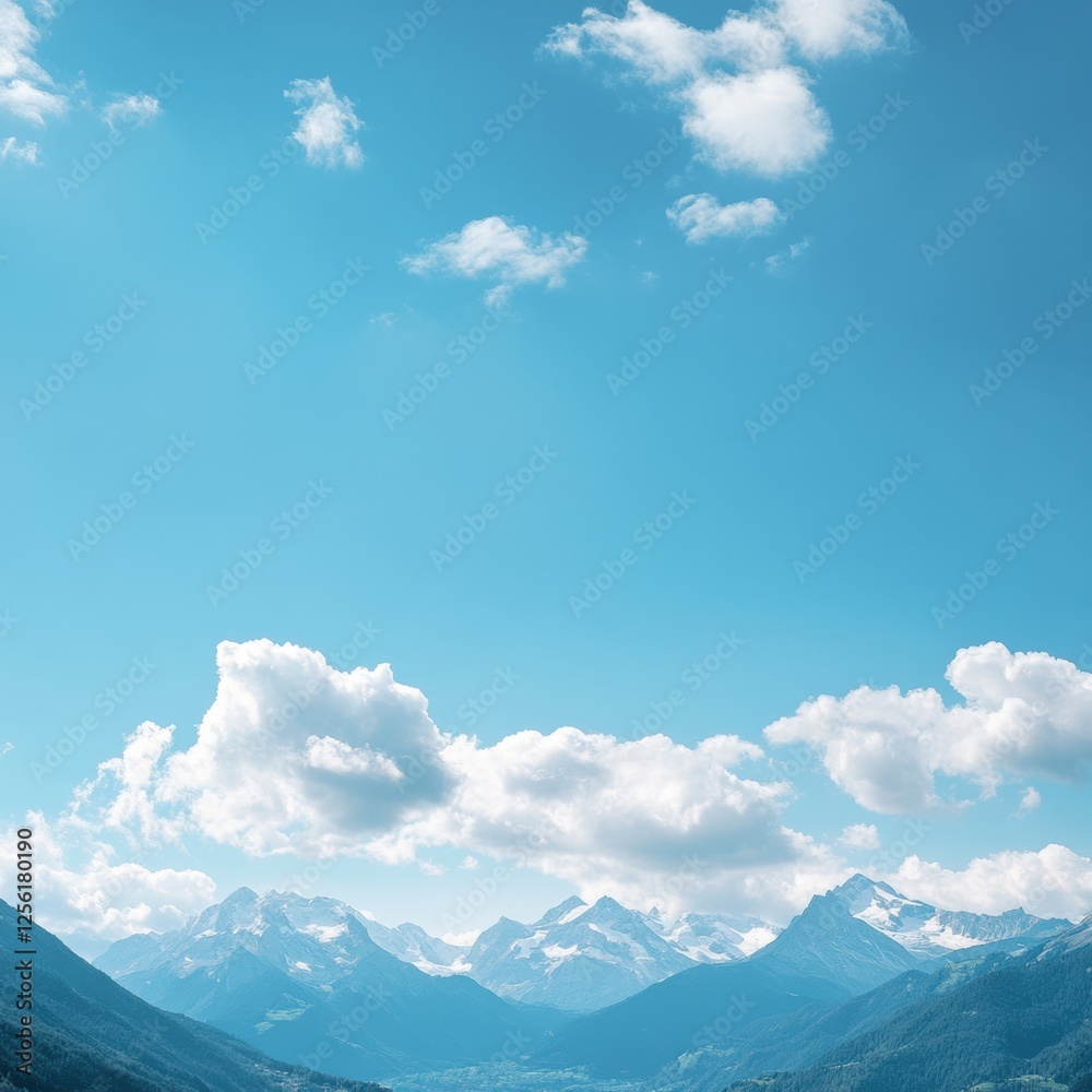 Leinwandbilder majestic mountain range under a blue sky with soft clouds and open space for creative text placement