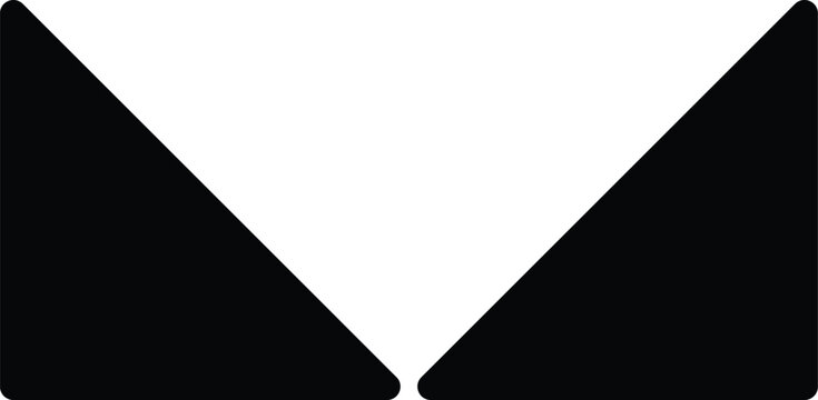 right and left triangle icon set. isolated on white background. design in trendy style. Black Silhouette Icons. Vector illustration