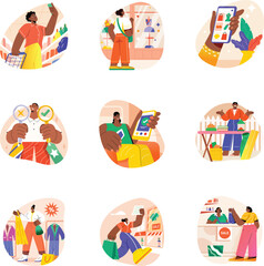 Pack of Flat Style Retailing Illustrations 