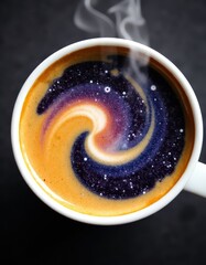 Surreal Espresso Galaxy with Rippling Coffee