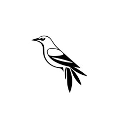 Minimalist Black and White Bird Logo: Clean Silhouette of a Perched Bird on White Background.
