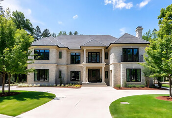 Beautiful Gray Stucco Luxury Home.