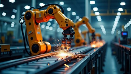 Industrial Robot Arm in a High-Tech Factory.RobotArm