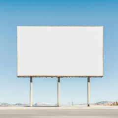 Empty Billboard Against Clear Sky in Desert Landscape