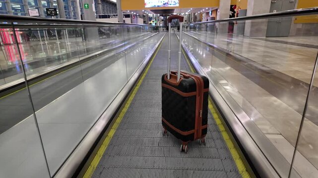 Maleta sobre banda de transporte en un aeropuerto