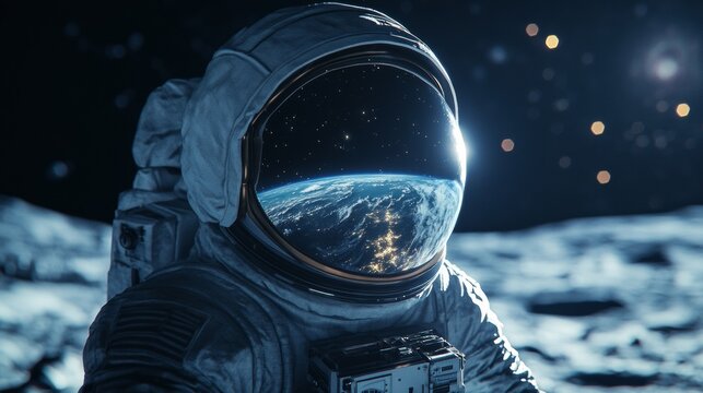 astronaut selfie on the moon