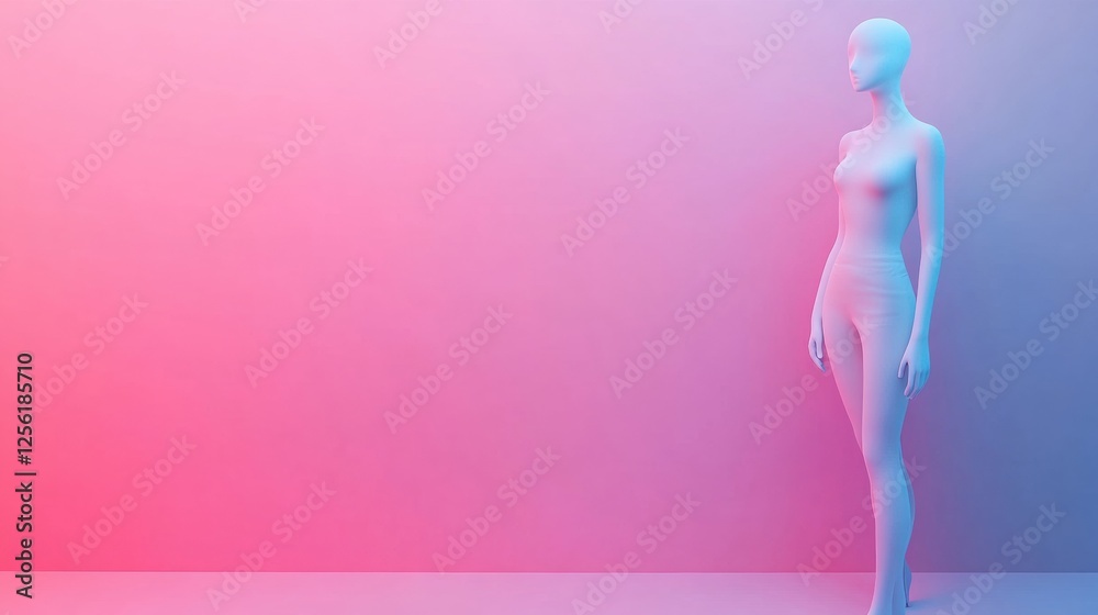 Leinwandbilder stylish mannequin in modern outfit against pastel background with clean lighting and space for text.