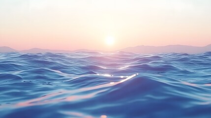 Obraz premium Vibrant sunset over the ocean with soft hues of orange and pink reflecting on the water surface