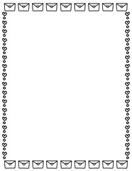 Valentine’s day border. Valentine's day frame. love heart doodle border. doodle borders and frames. Hand drawn borders clipart black and white. 