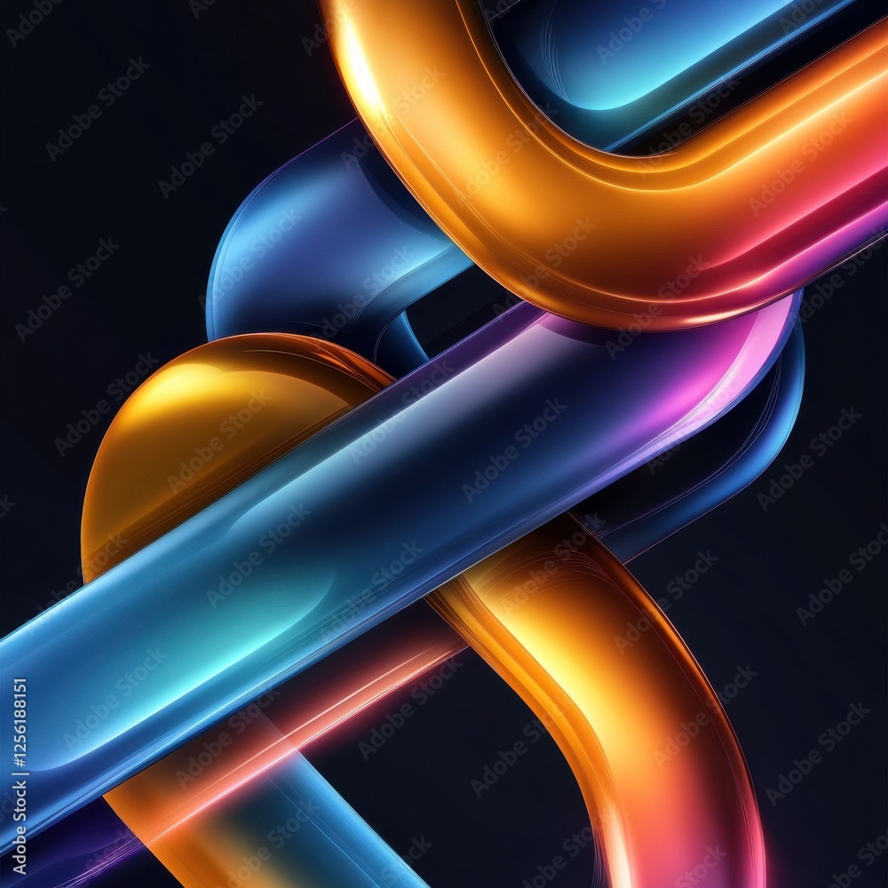 Fototapete a colorful, abstract image of a chain made of three different colored lines